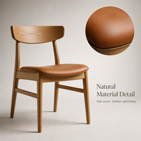 Chaise de salle à manger moderne en bois massif sur mesure avec coussin en cuir PU imperméable pour hôtel, café, salon, chambre à coucher