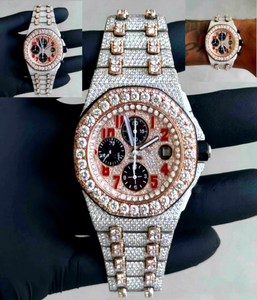 Reloj Hip Hop para Hombre con Diseño de Calavera de Acero Inoxidable y Cristal, con Diamantes Cultivados en Laboratorio de Corte Brillante Redondo, Claridad VVS, Estilo Iced Out - Product Image 1