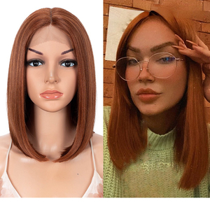 <span class=keywords><strong>Parrucca</strong></span> Sintetica Lace Front di Alta Qualità, Resistente al Calore, <span class=keywords><strong>Corta</strong></span> e Liscia, Ombré <span class=keywords><strong>Bionda</strong></span> per Donne di Colore - Product Image 2