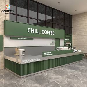 Mostrador de Barra de Cafetería de Mármol Personalizado con Iluminación LED, Muebles de Madera para Cafetería, Vitrina de Exhibición para Panadería, Diseño Completo para Tienda - Product Image 4