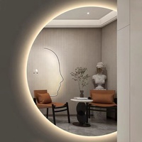 Miroir de salle de bain demi-lune rétroéclairé par LED, anti-buée, à intensité variable, mural, 60, 80, 100 cm, taille personnalisée