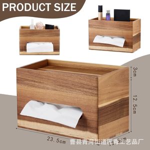 Wooden Tissue Box Organizer <b>Desktop</b> Storage Rack Solid Wood Modern Design For Home Office Decor - Product Image 4