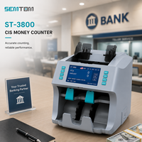 SEMTOM ST-3800 Machine de comptage de billets de banque à 2 poches et 2 CIS avec détecteur de contrefaçon et reconnaissance automatique des devises