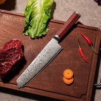 Produits de vente chauds USA Couteau de cuisine Manche en bois Acier damas Kukri avec boîte