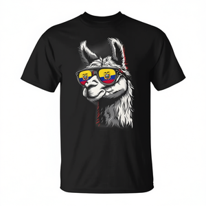 Camiseta ecuatoriana con diseño de gafas de sol y bandera, camiseta negra para hombre - Product Image 2