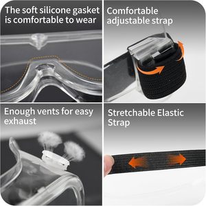 Fabrieksdirecte verkoop Gesloten Volledig Afdekkende Veiligheidsbril 4 Gaten Transparant Spatwaterbescherming Anti-condens Modieus PVC - Product Image 5