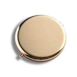 Sialia espelho compacto de aço inoxidável, espelho redondo de dois lados personalizado de aço inoxidável rosa dourado