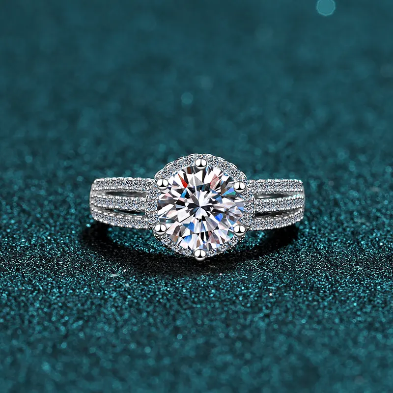 Fijne Sieraden Trouwband Eeuwige Verloving 2ct Ronde Gesneden Vvs Moissanite Ring Rhodium Vergulde 925 Sterling Zilver Voor Vrouwen