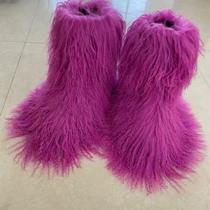 高品质批发冬季秋季儿童蒙古皮靴女童防滑橡胶毛绒鞋垫 - Product Image 4
