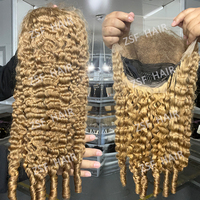 12A 250 Densité 30 40 Pouces # Perruque de cheveux bouclés bruts birmans couleur gingembre 350, perruques frontales en dentelle HD transparente 13x4 pour femmes noires