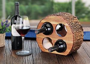 लाल वाइन बार रैक के साथ कस्टम लकड़ी की अलमारियां प्राकृतिक छाल के साथ कस्टम लकड़ी काउंटरटॉप वाइन रैक - Product Image 6