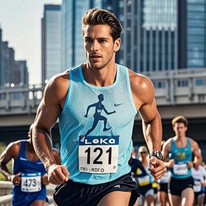 T-shirts de sublimation de polyester pour le graphique de course de marathon partout des chemises d'impression T-shirt bleu de polyester de la coutume 100% - Product Image 2