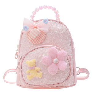 Kinder Pailletten Tasche Prinzessin Perle Rucksack Kindergarten Nette Mädchen lässige Tasche - Product Image 1