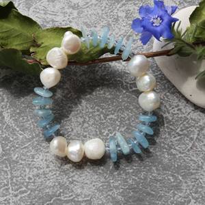 Pulsera Elástica con Cuentas <span class=keywords><strong>para</strong></span> Mujer en Piedra Preciosa y Perla Pulsera Elástica de Piedras Auténticas y Perlas Cultivadas al por Mayor - Product Image 5