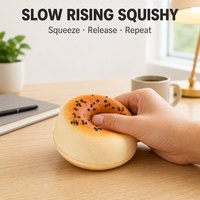 Jouet Squishy Mignon en Forme de Boule de Sésame à Remontée Lente, Imprimé Graines de Sésame Noir, Anti-Stress, Décoration de Bureau, Cadeau