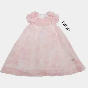 RUNTEN 2024 Newest Children Birthday Dress Pink Color Summer Newborn Kids Frock Design
