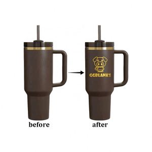 Tazas y Vasos de Viaje de 30oz y 40oz con Recubrimiento en Polvo Color Chocolate Oscuro y Dorado en la Parte Inferior, Botellas de Agua - Product Image 2