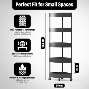 Estante de Almacenamiento Multinivel de Plástico para Baño y Cocina, Estante Triangular de Esquina de Piso a Techo para Inodoro, Resistente y Elegante - Product Image 3