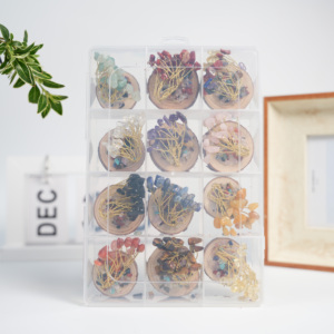 Cây đá quý pha lê tự nhiên với đế gỗ, cây sự sống pha lê, cây <span class=keywords><strong>bonsai</strong></span> đá quý chữa bệnh, bộ 12 cây trong hộp - Product Image 2