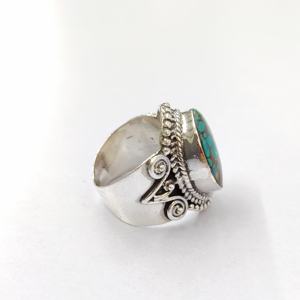 Bague en turquoise, argent sterling 925, bague en pierre précieuse, turquoise, collection artisanale, bagues fines, bijoux en argent, prix de gros - Product Image 5