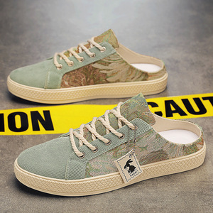 New 2026 Men's Canvas <b>Half</b> Shoes Breathable Casual Sneakers Soft Bottom Home Outdoor Slippers - Product Image 4