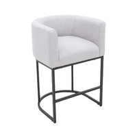 Chaise de bar moderne en tissu de lin avec cadre métallique, fauteuil d'appoint pour comptoir, îlot de cuisine, bureau à domicile, hôtel, restaurant