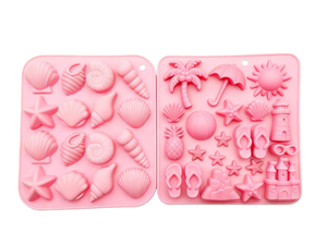 Moldes de Silicona de Grado Alimenticio con Temática de Playa, Paquete de 2, Formas de Castillo de Arena Oceánico para Hornear, Manualidades, Gomitas/Dulces/Cubitos de Hielo - Product Image 3