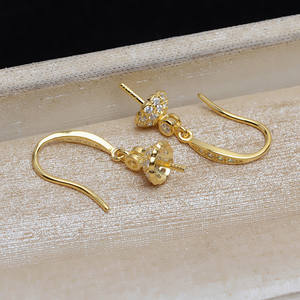 S925 Silver Ear Hook Baotou Accessories for <b>Pearl</b> <b>Earrings</b> Tire Hair 7-10mm Empty Tray for DIY Handmade Jewelry-JG5179 - Product Image 3