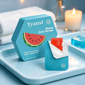 Night Time Soothing Oral <b>Strips</b> Watermelon Flavor Dietary Supplement Fast Melt Sugar Free Relaxation <b>Breath</b> <b>Strips</b> For Adults - Product Image 2