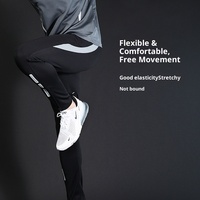 Pantalon de sport long pour homme, idéal pour le basketball, le football et l'entraînement, motif sportif, séchage rapide, taille mi-haute, en polyester avec trois bandes latérales