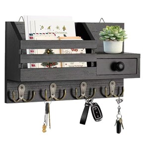 Wooden entryway <b>key</b> rack, wall-mounted mail and envelope organizer, solid wood umbrella and bag <b>hanger</b>. - Product Image 3