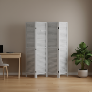 Paravent pliant en bois gris clair à 4 panneaux, 66,9 pouces, écran d'intimité portable pour la maison, le bureau, la chambre, décoration intérieure - Product Image 2