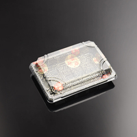 Boîte à Lunch rectangulaire noire, emballage de boîte à emporter, plateau à Sushi en plastique avec couvercle, pièces