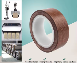 Máquina <span class=keywords><strong>selladora</strong></span> al vacío de PTFE gruesa resistente a altas temperaturas de 0,13/0,18 MM <span class=keywords><strong>cinta</strong></span> de tela de fibra de vidrio de silicona marrón <span class=keywords><strong>cinta</strong></span> de tela de vidrio - Product Image 2