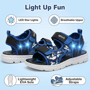 Sandales pour tout-petits garçons, motif étoile, LED clignotantes, chaussures décontractées, tige respirante, semelle légère en EVA, antidérapantes, sandales d'extérieur - Product Image 2