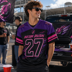 Maillot de football imprimé intégral à manches courtes, coupe oversize en mesh, style streetwear, pour fans, t-shirt de sport - Product Image 2