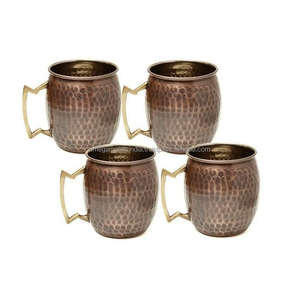 Ensemble de 4 tasses flûtes en cuivre, tasses créatifs de moscou à Point en marteau en cuivre, avec intérieur en acier inoxydable et plaqué cuivre, pour la bière - Product Image 5