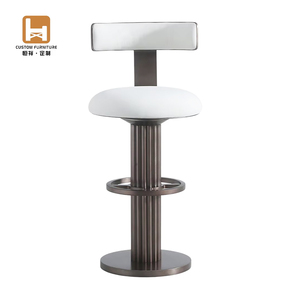 Tabouret de bar en cuir de luxe léger comptoir de bar en acier dossier de chaise de bureau pour salon appartement maison île <span class=keywords><strong>table</strong></span> bar - Product Image 1