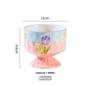 Nuevo creativo pintado a mano de dibujos animados postre desayuno maceta cerámica esmaltada moderna ecológica 301-400ml capacidad leche de avena - Product Image 6