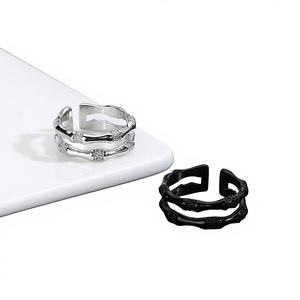 Anillo de Bambú con Cristal Abierto, Estilo Moderno, Ligero, Lujoso, Elegante, Unisex, <span class=keywords><strong>Nuevo</strong></span>, de <span class=keywords><strong>Instagram</strong></span> - Product Image 1