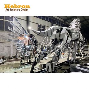 Estatua de Animal Grande Personalizable de Acero Oxidado, Escultura de Caballo de Acero <span class=keywords><strong>Corten</strong></span> con Alas y Luces LED - Product Image 5