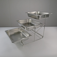 Étagère à Aliments à Trois Niveaux, Support de Présentation en Acier Inoxydable de Haute Qualité, Diviseur pour Buffet d'Hôtel, Présentoir à Desserts et Gâteaux