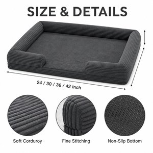 Coussin pour chien en velours côtelé pour petits, moyens et grands chiens, vente en gros, OEM, ODM, fournitures pour animaux de compagnie, luxe, doux, peluche, logo personnalisé, durable - Product Image 4