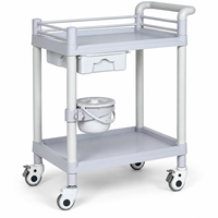 Chariot médical ABS à deux niveaux pour salle d'opération avec un seul tiroir et des barrières de sécurité pour la manipulation des instruments et le soutien clinique