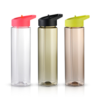 Bouteille d'eau en plastique PS écologique de 600 ml avec logo personnalisé, paille intégrée et couvercle à corde – Prête pour le voyage