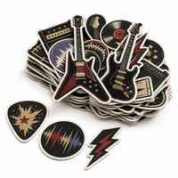 Lot d'autocollants personnalisés pour guitare de rock, en vinyle mat découpé, résistant à l'eau, design de groupe, pour guitare, ordinateur portable, coque de téléphone, carnet, tasse, cadeau