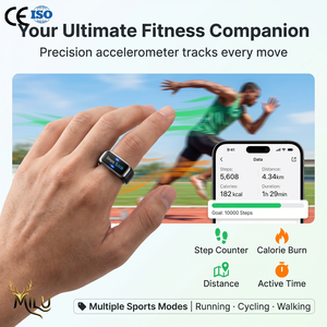 Bague connectée avec écran LED, moniteur de fréquence cardiaque, d'oxygène sanguin et de sommeil, contrôle de caméra à distance, suivi de la santé et du fitness, portable - Product Image 4