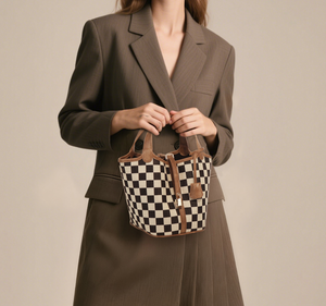 2026 Fashion Large Capacity Ladies Checkered Pattern Shoulder <strong>Handbags</strong> Vintage Checkerboard <strong>Bucket</strong> Tote <strong>Bag</strong> for Women - Product Image 4