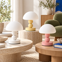 Lampe de table minimaliste en forme de champignon, abat-jour moderne et épuré en forme de dôme, double sphère, tige LED, en fer et plastique, lumière d'ambiance pour chambre à coucher
