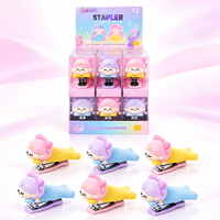 Ensemble d'agrafeuses mignonnes sirène MIAX, 12 pièces, mini agrafeuse de bureau, papeterie de dessin animé, cadeau pour l'école, le bureau et les enfants